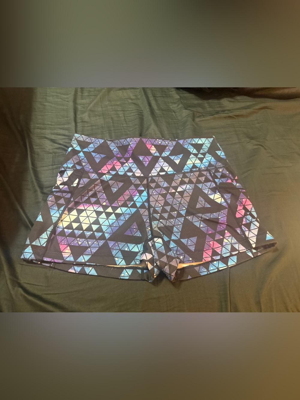 Women’s Black Geo Galaxy Print Athletic Shorts